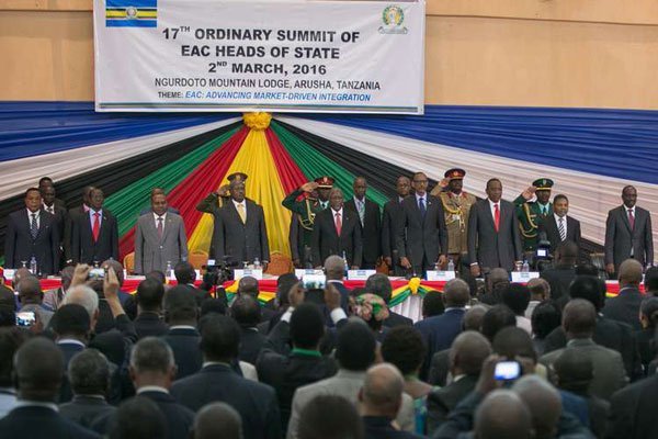 Heads of State from the East African Community (EAC) at the 17th Ordinary EAC Heads of State Summit in Arusha, Tanzania on March 2, 2016.