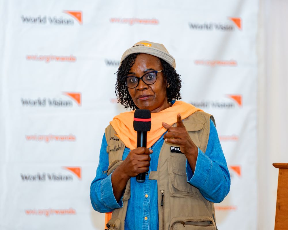 Pauline Okumu, National Director of World Vision Rwanda addressing participants of the event.