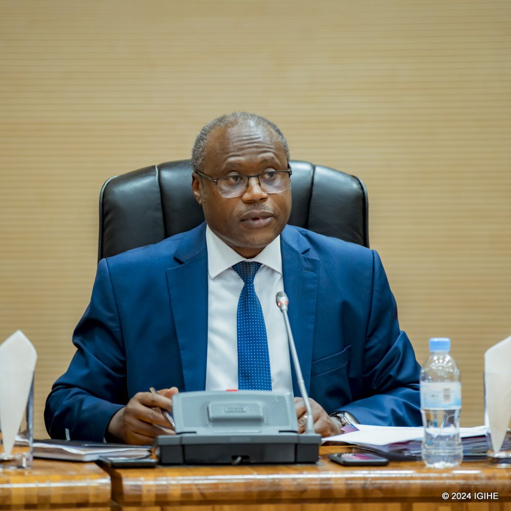 The Minister of Finance and Economic Planning, Dr. Uzziel Ndagijimana presenting the 2023/2024 revised budget proposal to the Parliament.