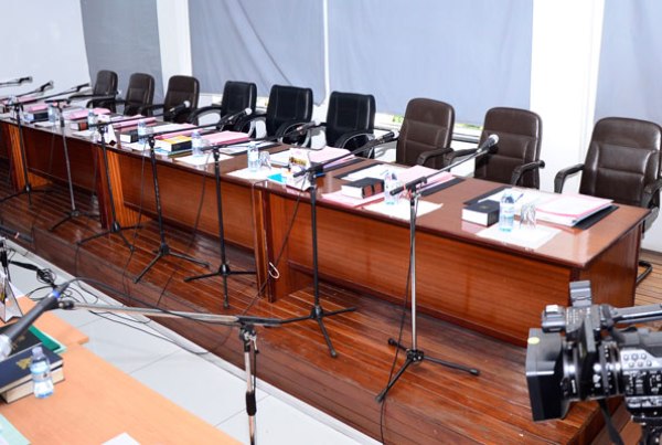 Empty seats of the bench at the Supreme Court in Kampala.