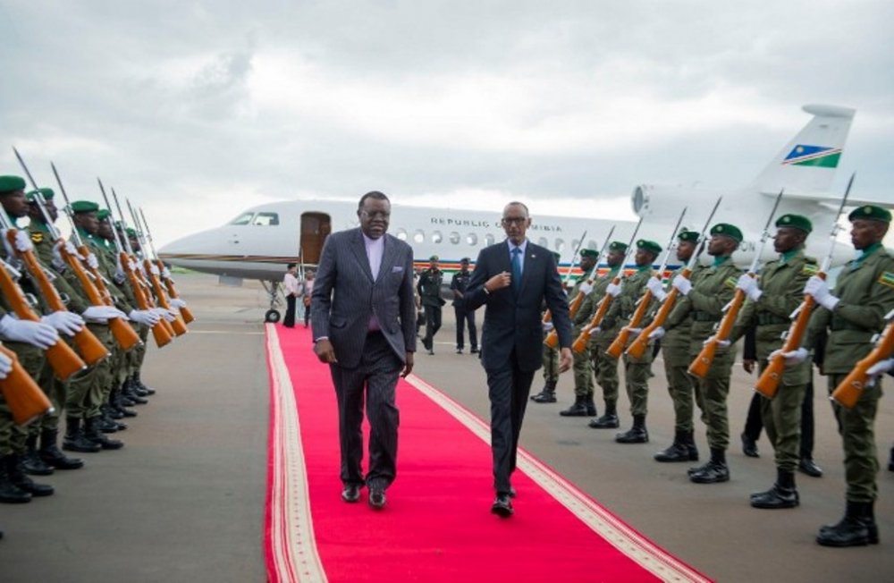 President Hage Gottfried was welcomed by President Paul Kagame at Kigali International Airport
