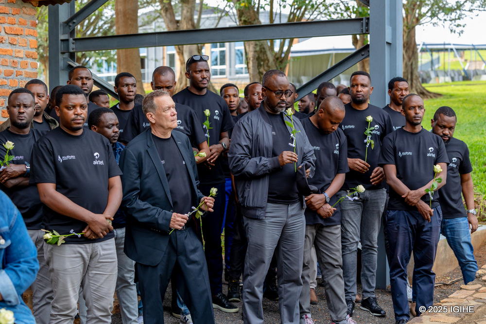 Emmanuel Hamez and Airtel Rwanda staff were given a historical briefing before entering the memorial.