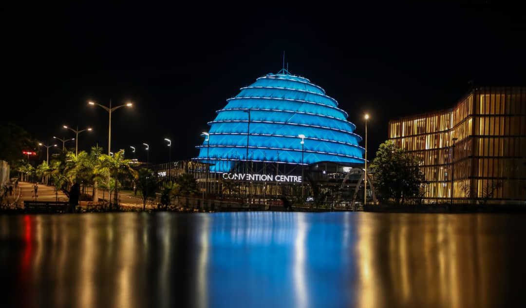Yesterday, the iconic Kigali Convention Center dome was lit in teal to highlight the urge to eliminate