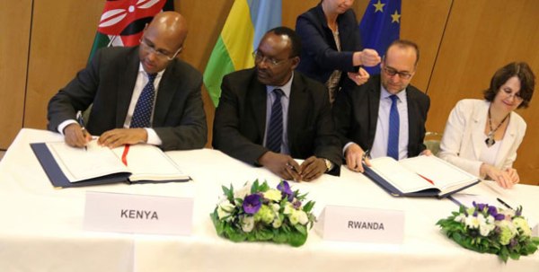 From left, Kenya's Industrialisation and Trade minister Adan Mohamed, Rwanda's Finance and Trade minister Francois Kanimba, Slovakia's ambassador to the EU Peter Javorcik and Sandra Gallina, the European Commission's director of sustainable development; Economic Partnership Agreements for the African, Caribbean and Pacific region; Agri-food and Fisheries. Kenya and Rwanda have signed the Economic Partnership Agreement with the European Union in Brussels on September 1, 2016.