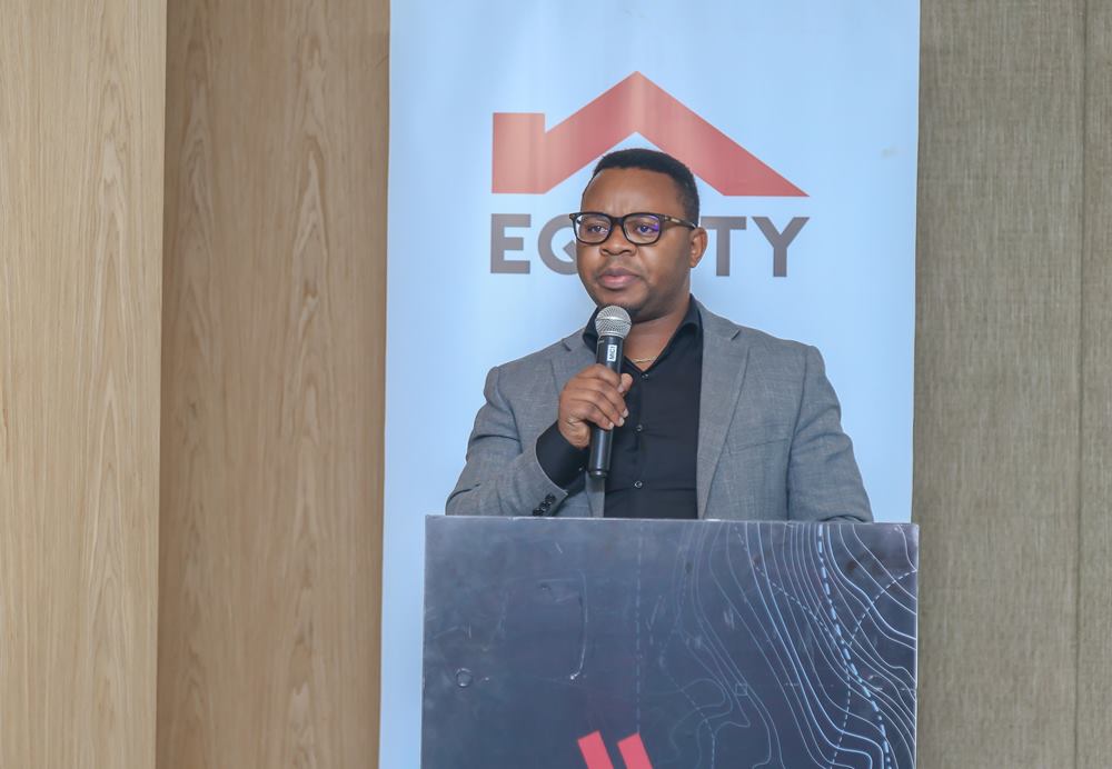The Permanent Secretary at the Ministry of ICT and Innovation, Yves Iradukunda giving remarks at the launch of the digital payment platform.  