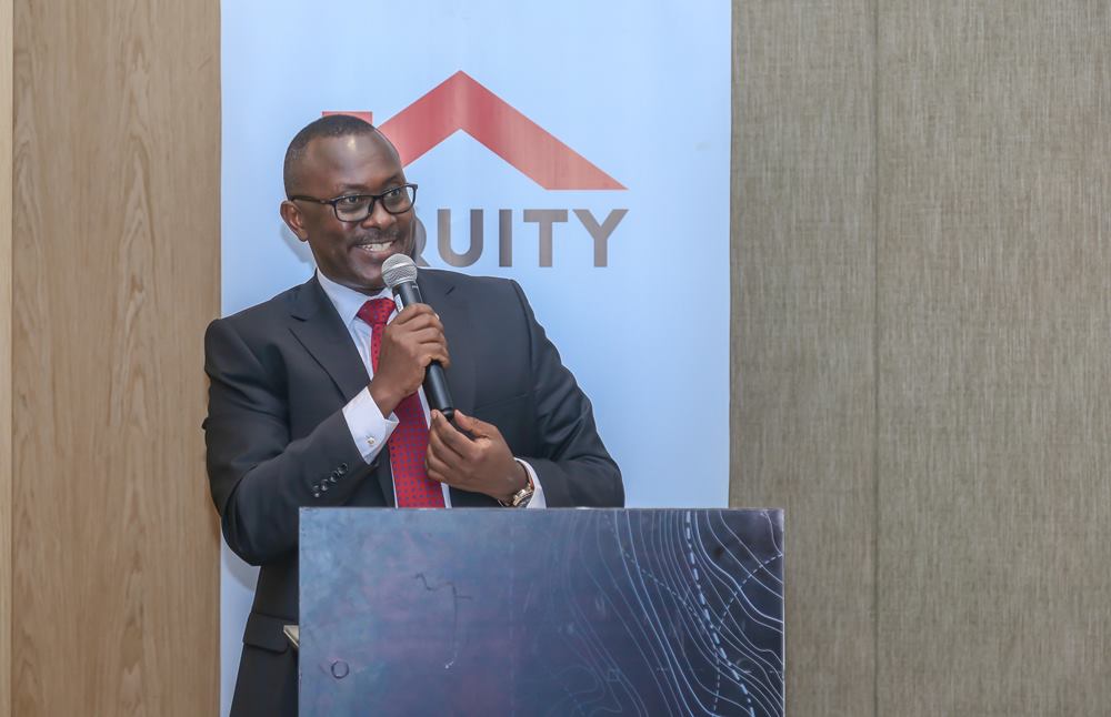 The Director of Operations at Equity Bank Rwanda Mr. Adalbert Rutaisire speaking at the event. 