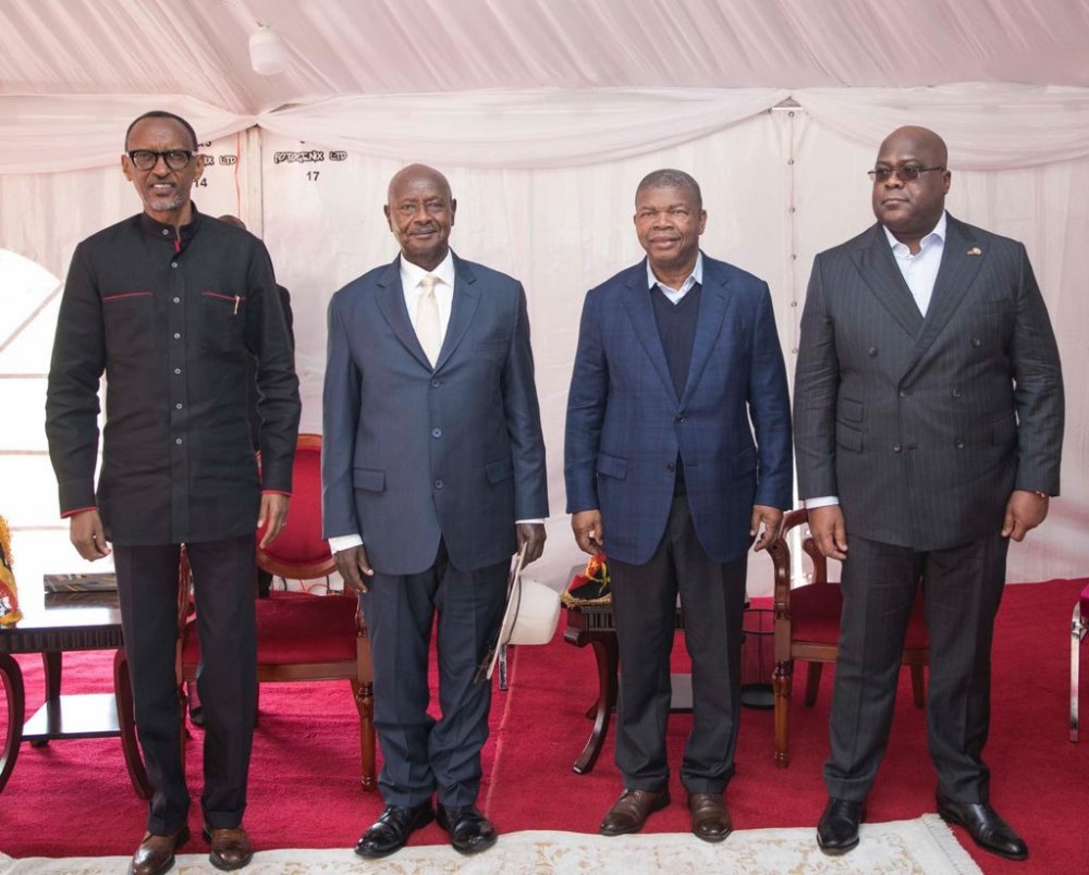 President Kagame alongside President Museveni of Uganda, President Lourenço of Angola and President Tshisekedi of the Democratic Republic of Congo (DRC).
