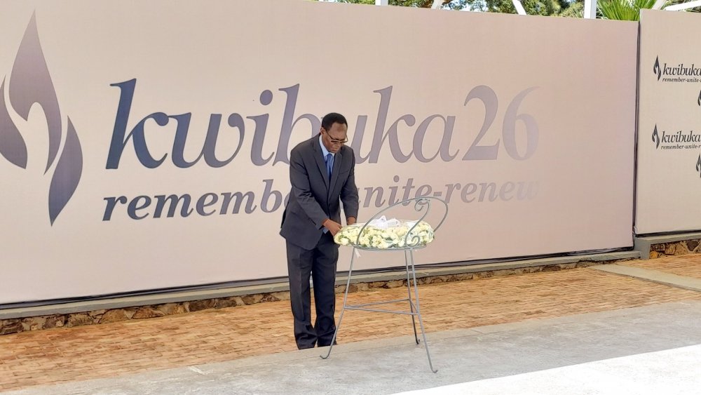 Faustin Nteziryayo, the Chief Justice laying wreath at Kigali Memorial