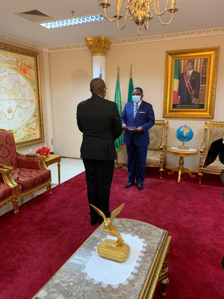 Amb. Mutsindashyaka presented credentials to Congo Brazzaville Minister of Foreign Affairs,  Jean-Claude Gakosso on Wednesday.