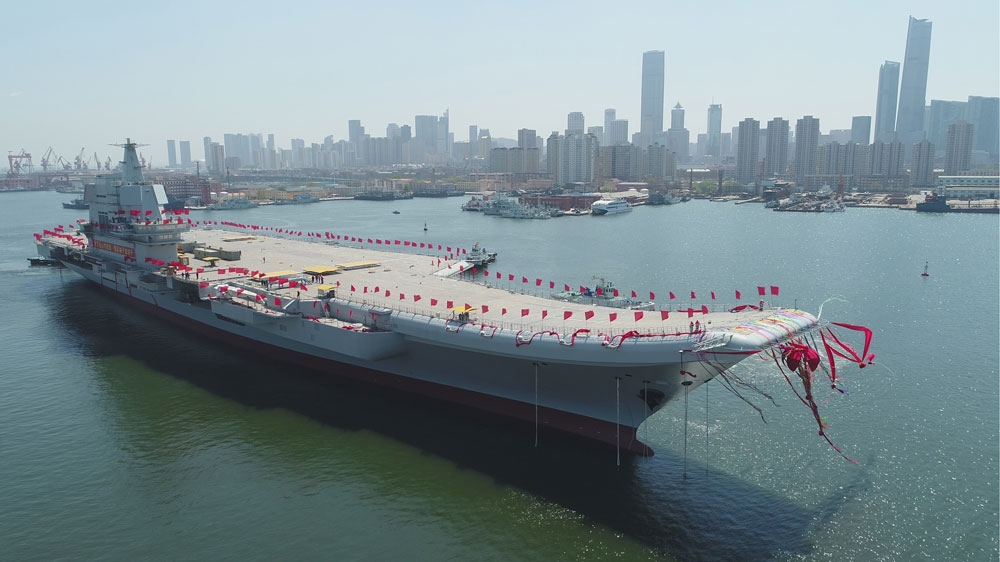 The oil-fuelled 50,000-tonne carrier is based on the Soviet Kuznetsov class design, with a ski jump-style deck for taking off 