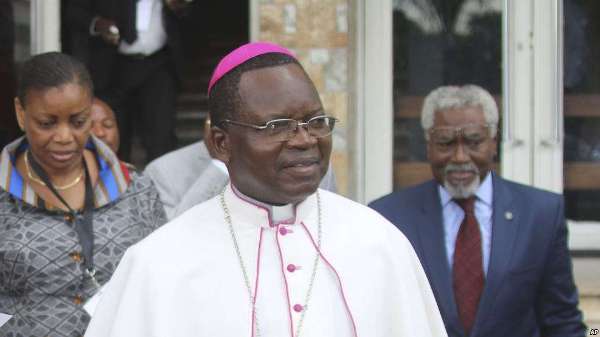 Monseigneur Marcel Utembi, a Catholic church mediator arrives for a meeting in Kinshasa, Democratic Republic of Congo, Wednesday, Dec. 21, 2016.