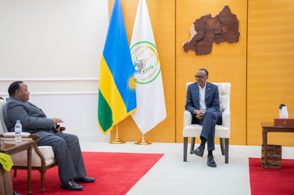 President Paul Kagame holding talks with Frederick Musiiwa. 