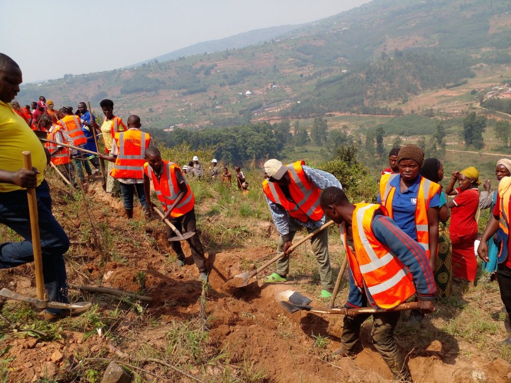 Participants of the community work created diversions for water drainage and planted anti-erosion trees.  