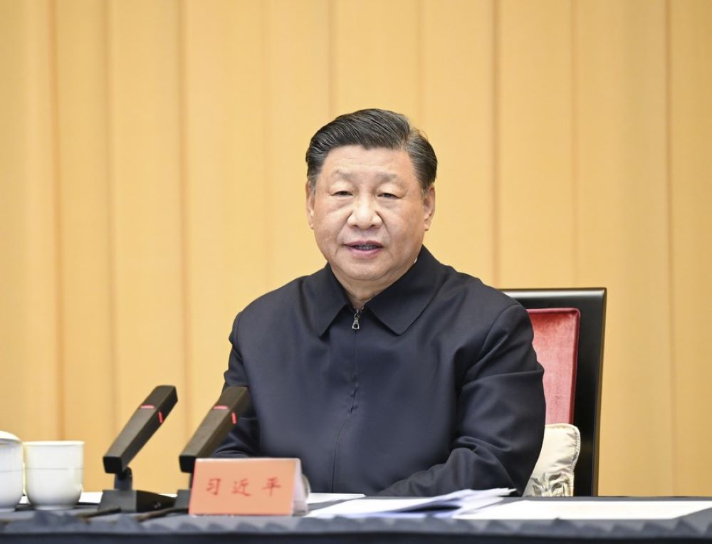 Chinese President Xi Jinping, also general secretary of the Communist Party of China Central Committee and chairman of the Central Military Commission, chairs a symposium on advancing the integrated development of the Yangtze River Delta and delivers an important speech in east China's Shanghai, Nov. 30, 2023. (Xinhua/Xie Huanchi)