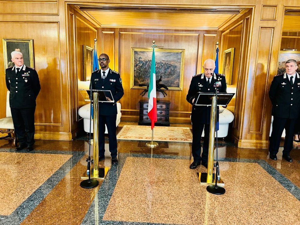 The Rwandan Police Chief is visiting Italy at the invitation of the General Commander of the Italian Arma dei Carabinieri, Lt. Gen Teo Luzi.