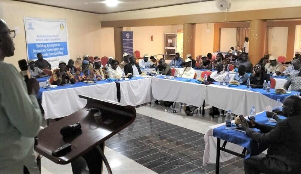 In Wau, South Sudan, a state-level political parties forum jointly hosted by UNMISS, the AU, and RJMEC, saw spirited conversations on the need for extending political and civic space before this young nation heads to the polls in its first-ever elections next year. Photo by Michael Wondi/UNMISS