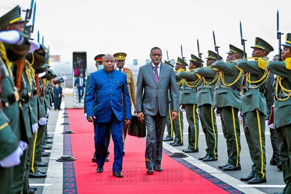 A guard of honour was mounted in honour of President Ndayishimiye. 