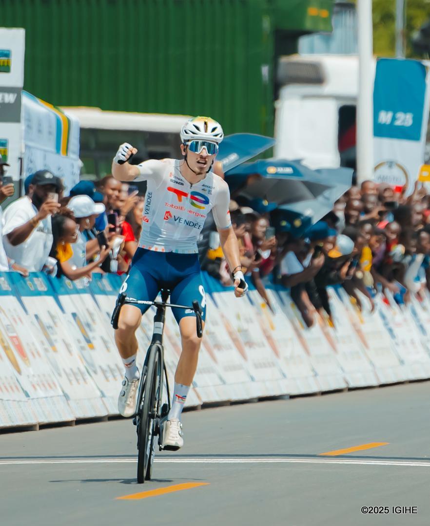 French national Joris Delbove was the first to cross the finish as racers headed for Karongi.