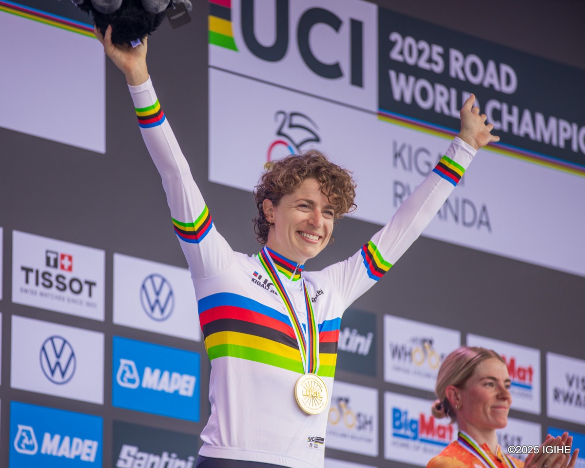 Switzerland’s Marlen Reusser claimed her first-ever rainbow jersey with victory in the Women’s Elite Individual Time Trial in Kigali.