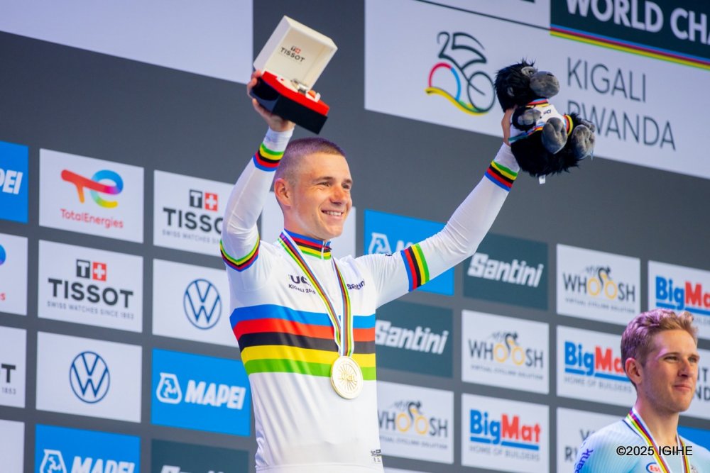 Remco Evenepoel of Belgium when he won the Men’s Elite Individual Time Trial.
