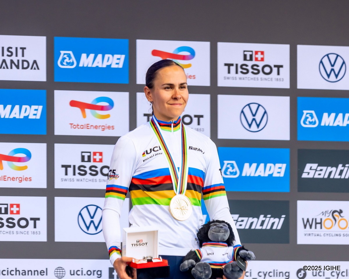 France's Celia Gery claimed the gold medal in the UCI Women’s Under-23 Road Race at the 2025 UCI Road World Championships in Kigali.
