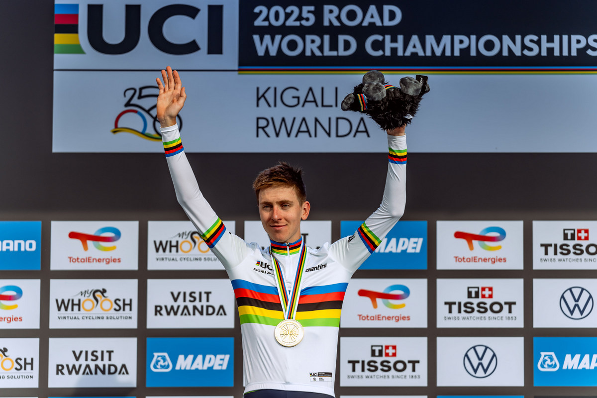 Slovenia’s cycling superstar Tadej Pogačar defended his world title in style, powering to victory in the Men’s Elite Road Race at the UCI World Championships in Kigali.