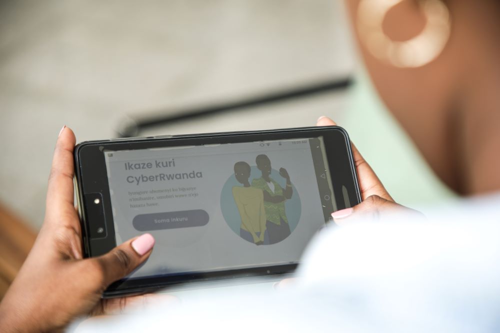 CyberRwanda is accessible on various devices, including phones, computers, and tablets.