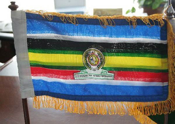 The East African Community flag on June 24, 2010. EAC leaders have invited American firms to invest in the region, touting mega infrastructure projects as the key attraction.