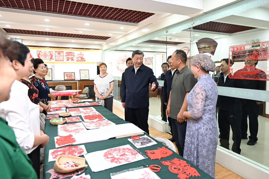 Chinese President Xi Jinping, also general secretary of the Communist Party of China Central Committee and chairman of the Central Military Commission, visits a residential community in Yinchuan, northwest China's Ningxia Hui Autonomous Region, June 19, 2024. Xi inspected northwest China's Ningxia Hui Autonomous Region on Wednesday. 