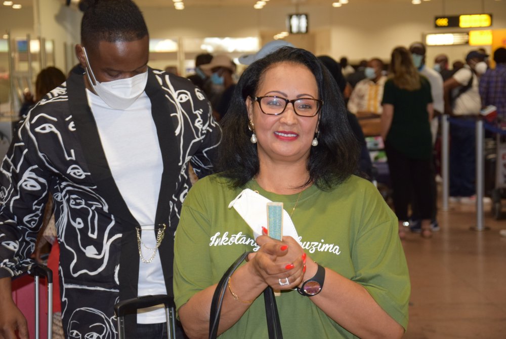 One of Rwandans wearing branded T-shirts bearing seemingly slogans evoking memory of home land.