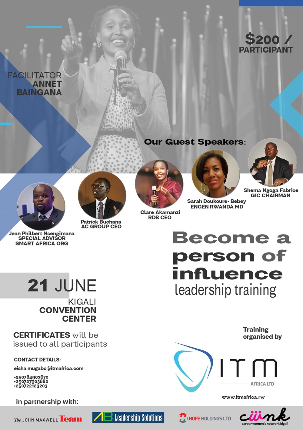 The training will feature different speakers