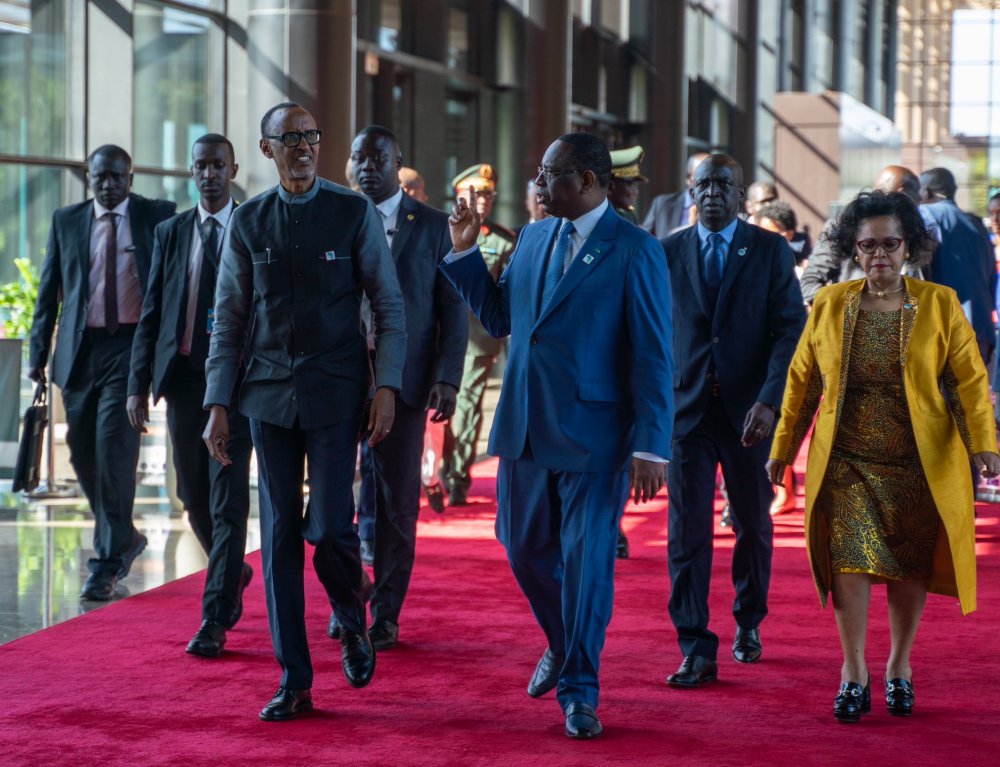President Kagame and Macky Sall at the summit's venue. 