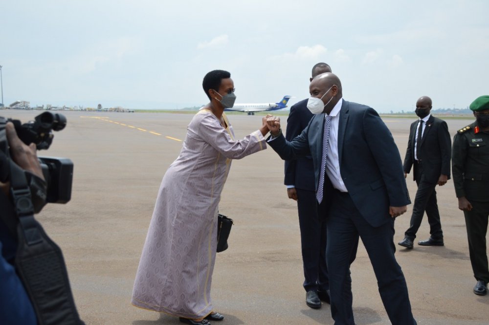 Gen Muhoozi was also received by delegates from Uganda's Embassy in Rwanda led by Charge d'Affaires Anne Katusiime.