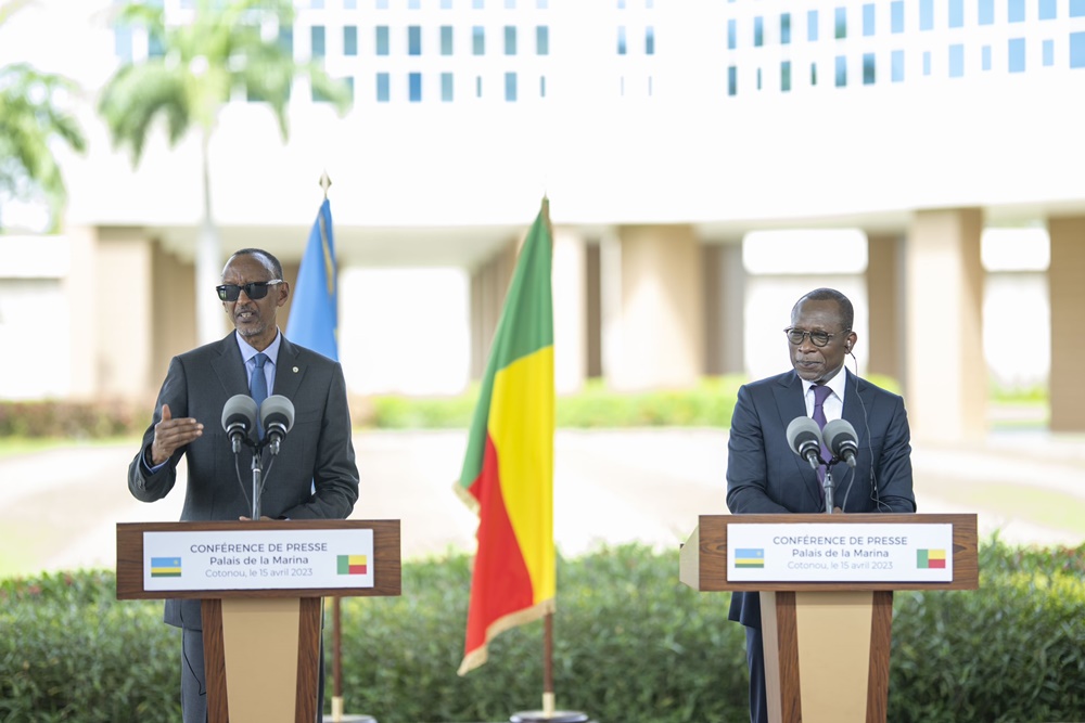 President Kagame and Talon  addressing members of the press. 