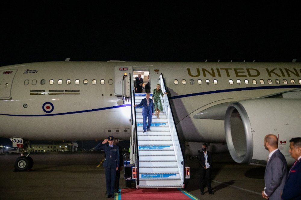 Prince Charles arriving at Kigali International Airport. 