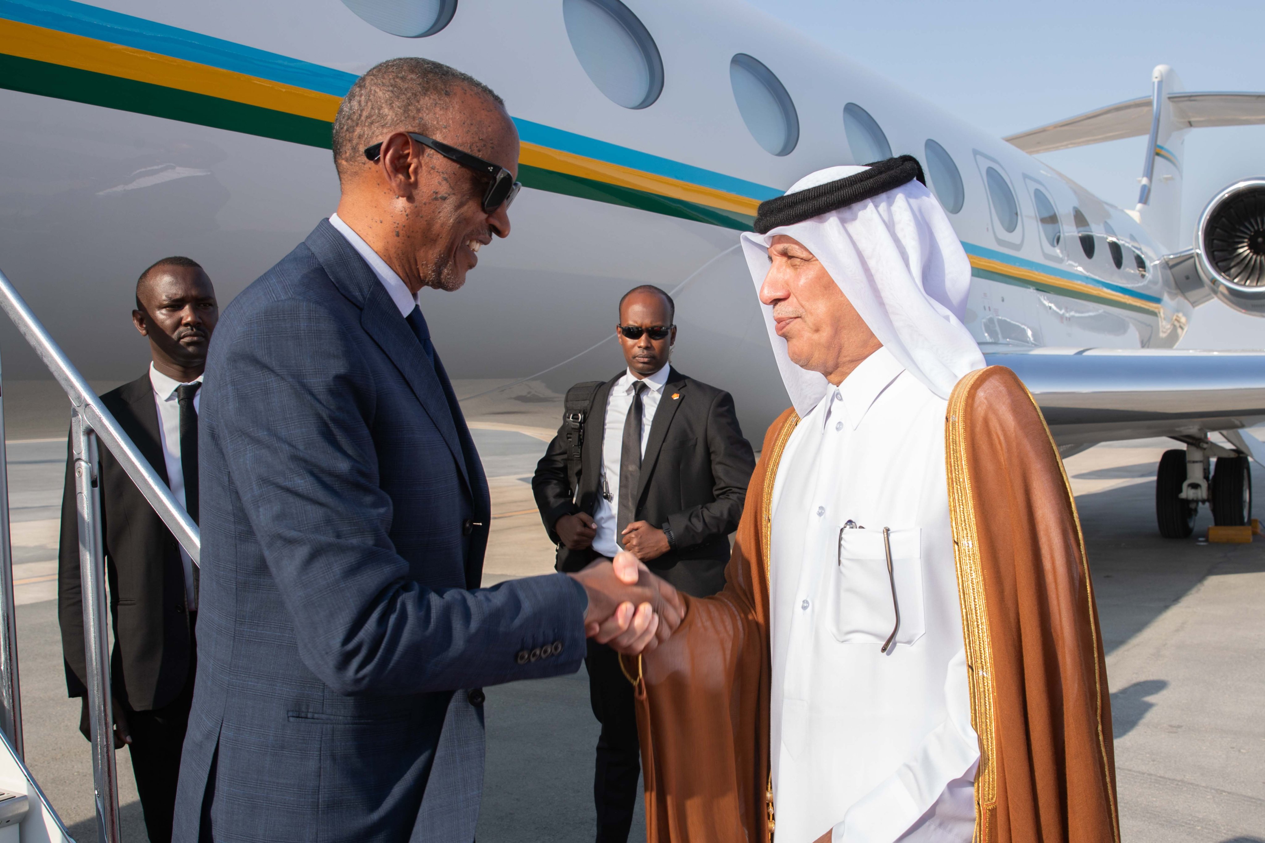 President Paul Kagame arrived in Doha on Friday, where he was officially welcomed by Sultan bin Saad bin Sultan Al Muraikhi, Qatar’s Minister of State for Foreign Affairs.