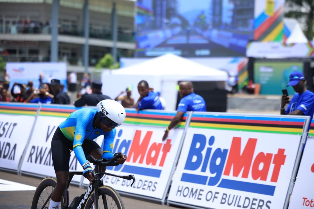 Rwandan cyclist Claudette Nyirarukundo took 32nd place with a time of 37:14.33.