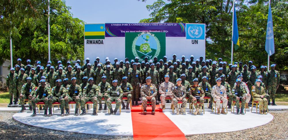 Lt Gen Mohan Subramanian further encouraged Rwandan contingent to continue being exemplary ambassadors, a professional and disciplined army, and role models to the community of South Sudan.