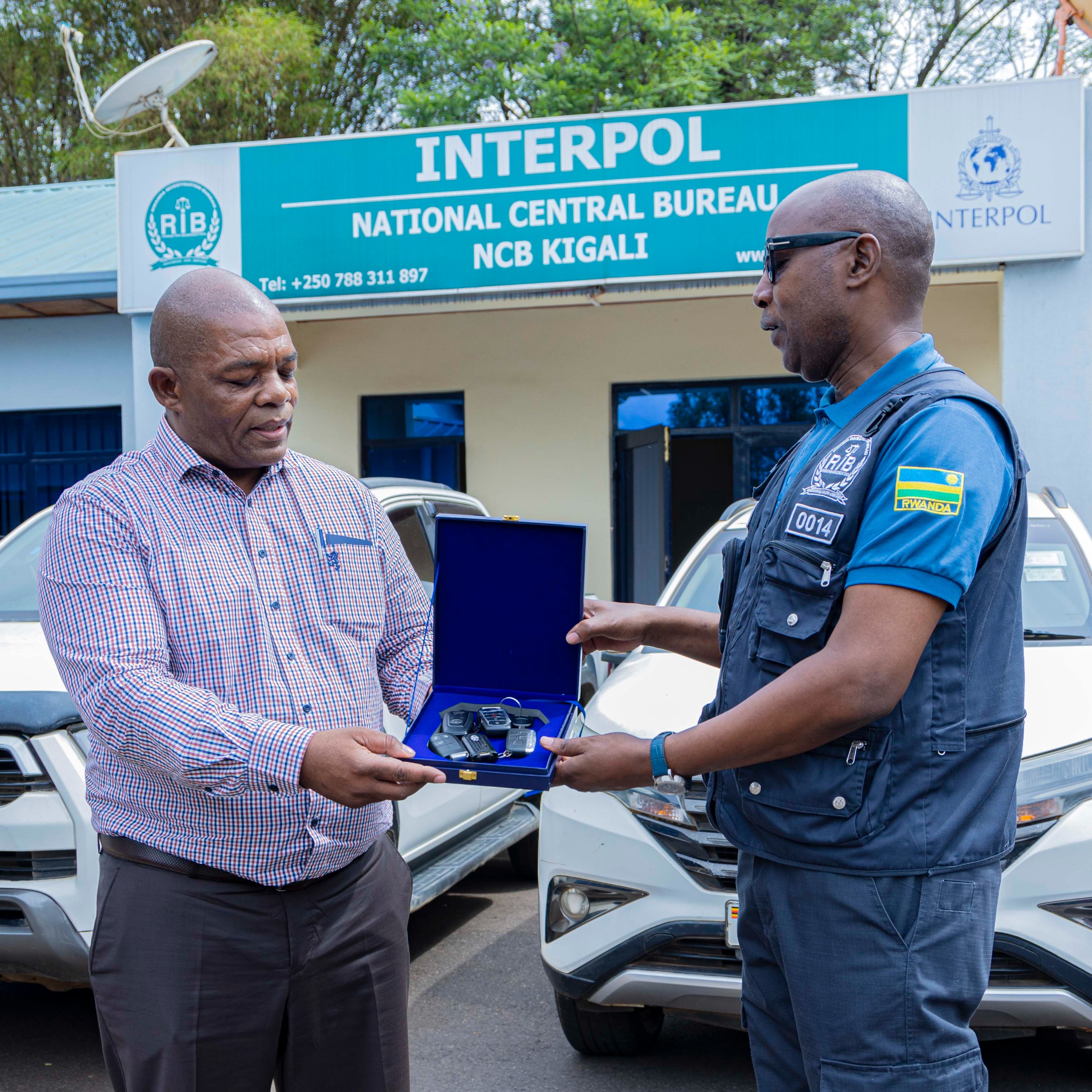 The handover took place at the Rwanda Investigation Bureau (RIB) Headquarters.