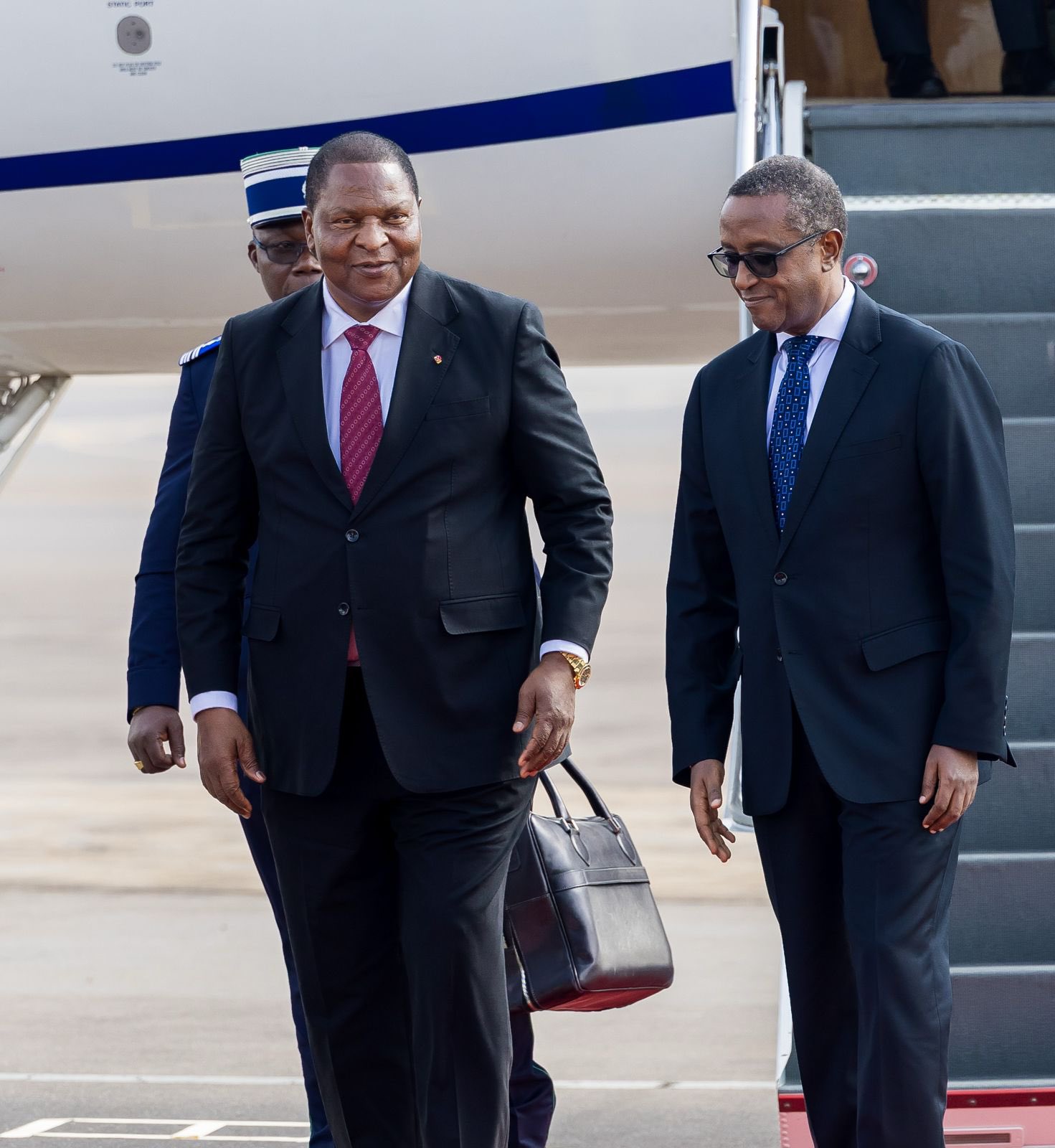 President Touadéra was received by Rwanda’s Minister of Internal Security, Dr. Vincent Biruta.