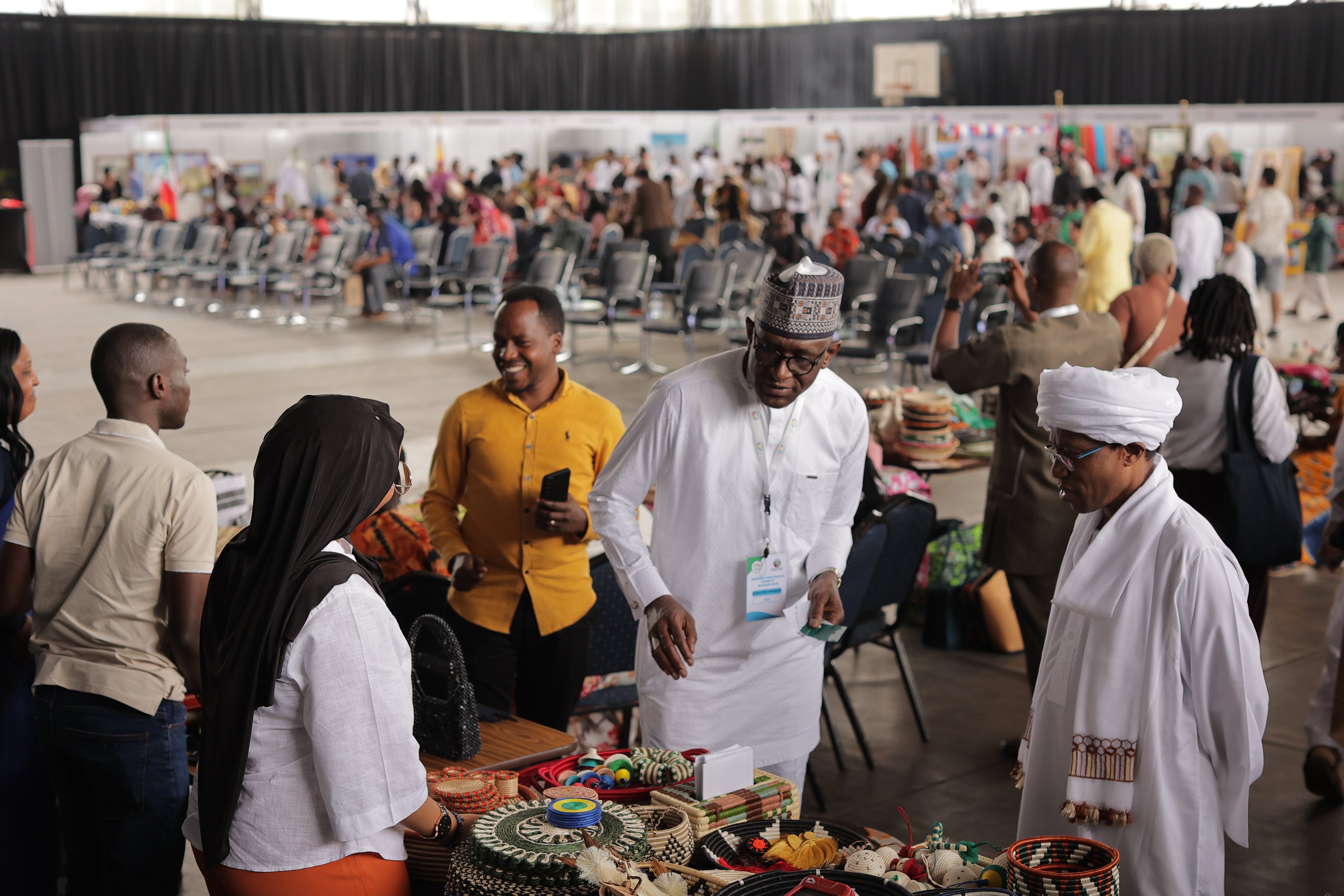 Nigerian and Sudanese envoys tour exhibitions by local artisans during the event.