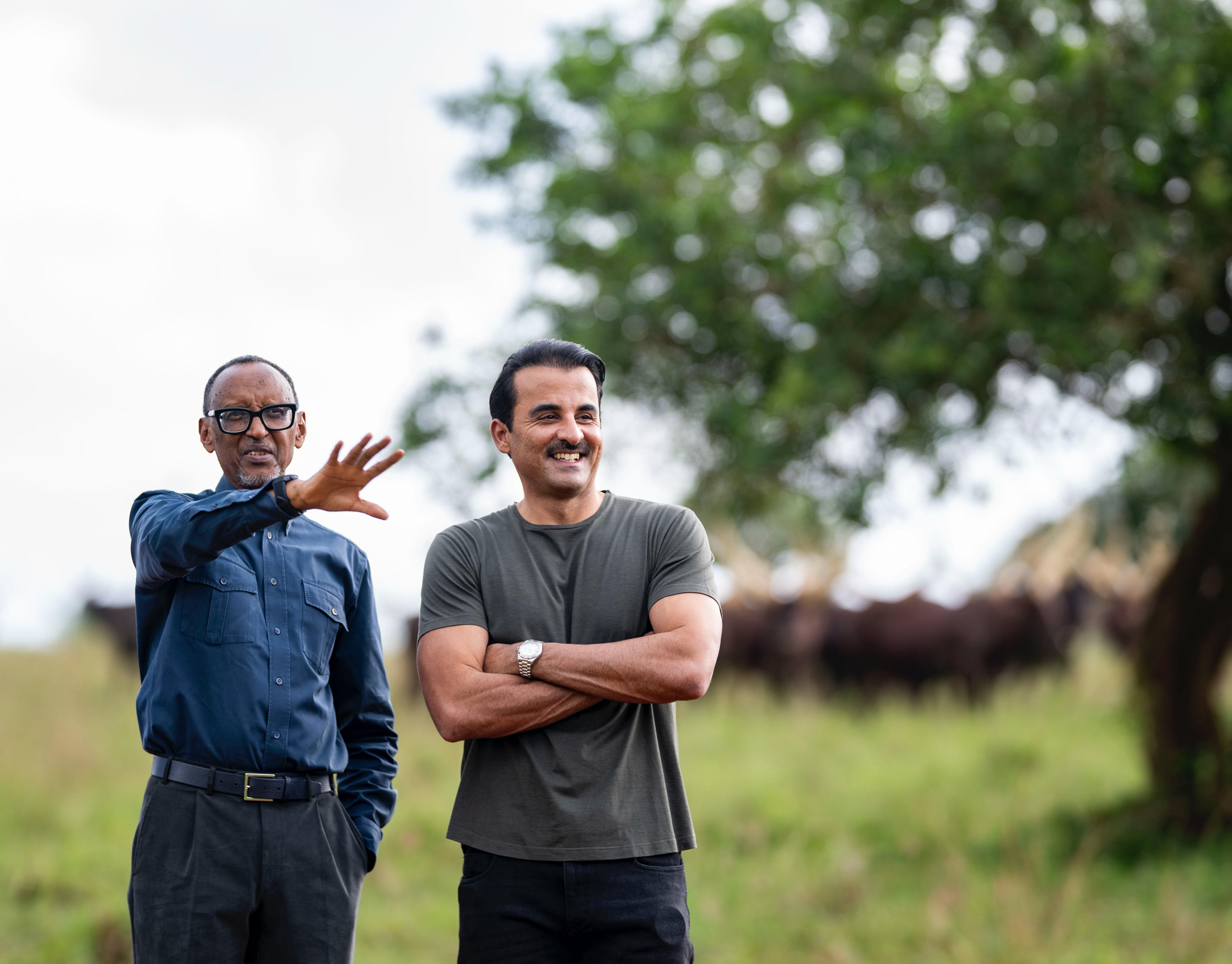 The symbolic gesture is rooted in Rwandan tradition, signifying friendship, mutual respect, and the strong bond between the two leaders and their nations.