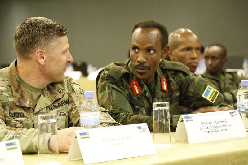 Brig Gen John Baptist Ngiruwonsanga (second left) has been appointed as the Head Peace Support Operations (PSO) in RDF. 