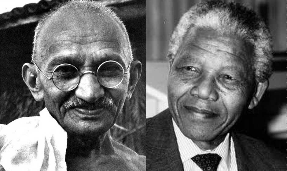 Gandhi (left) and Mandela (right) strove for non violence.