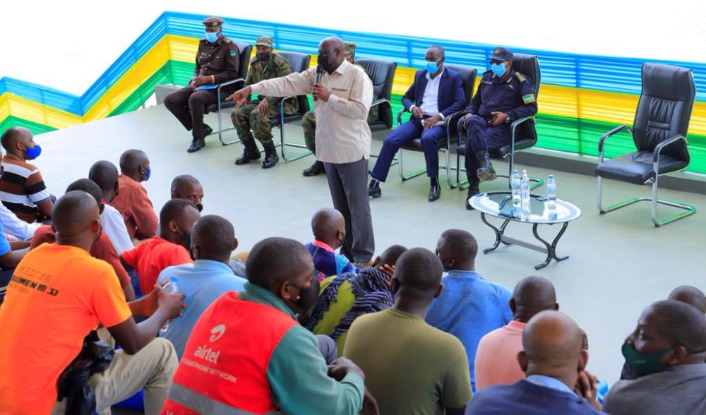 Officials in a meeting with motorcyclists in Nyagatare.  