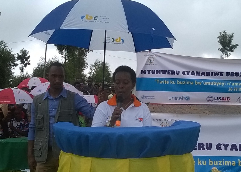 The Minister of Gender and Family Promotion, Dr Diane Gashumba addressing her remarks to Gicumbi residents