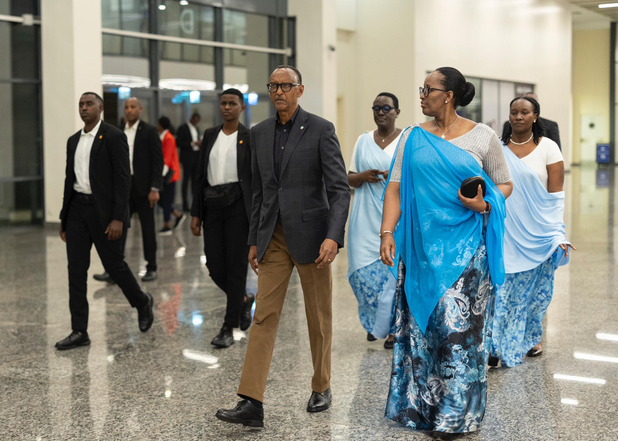 President Paul Kagame and First Lady Madam Jeannette Kagame arrive at the 17th Annual Unity Club Forum.