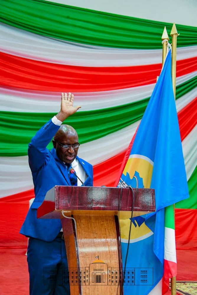 Gervais Ndirakobuca  swearing in as Burundian Prime Minister.  