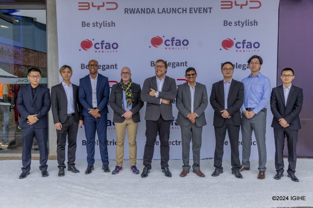 Representatives from both companies at the launch of the dealership for electric vehicles. 