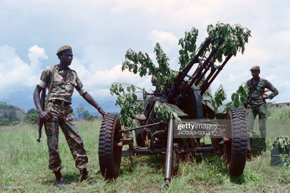 RPA soldiers in Kagitumba on October 22, 1990 in the early days of the Liberation Struggle.  